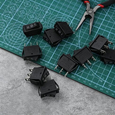10 Pcs 3 Pin 3 Position ON/Off/ON SPDT Rocker Switch, Plastic Metal | For Car Boat and Household Appliances, Spdt Toggle Switch, 3 Position Control for Motors and Lights, Snap-In Panel Mount in Kuwait