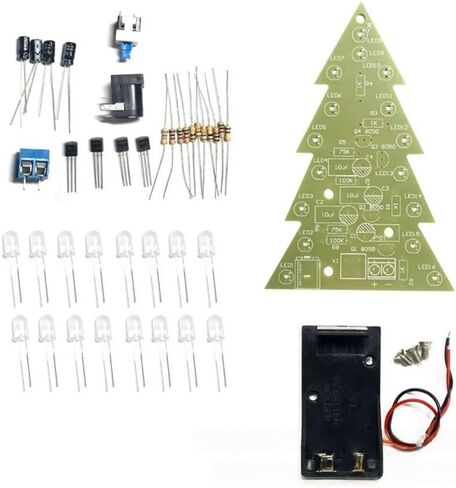 16-Lamp Christmas Tree Kit for Electronics Hobbyists – DIY Soldering Activity with Vibrant 7-Color LEDs, Plastic Assembly Display(A) in Kuwait