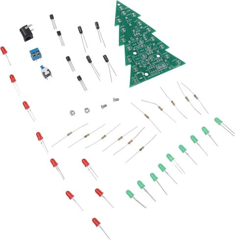 16-Lamp Christmas Tree Kit for Electronics Hobbyists – DIY Soldering Activity with Vibrant 7-Color LEDs, Plastic Assembly Display(A) in Kuwait