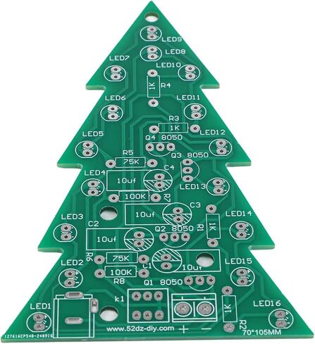 16-Lamp Christmas Tree Kit for Electronics Hobbyists – DIY Soldering Activity with Vibrant 7-Color LEDs, Plastic Assembly Display(A) in Kuwait