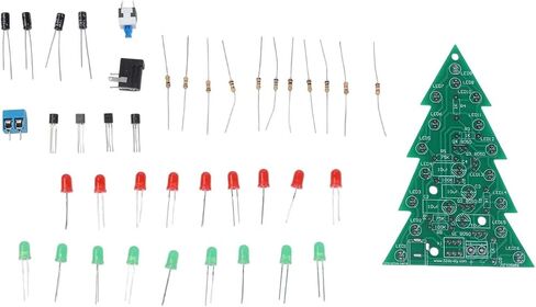 16-Lamp Christmas Tree Kit for Electronics Hobbyists – DIY Soldering Activity with Vibrant 7-Color LEDs, Plastic Assembly Display(A) in Kuwait
