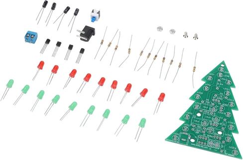 16-Lamp Christmas Tree Kit for Electronics Hobbyists – DIY Soldering Activity with Vibrant 7-Color LEDs, Plastic Assembly Display(A) in Kuwait