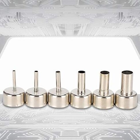 JTLB 6 قطع SMD ملحق محطة إعادة العمل فوهة مسدس الهواء الساخن، الفولاذ المقاوم للصدأ، 3 مم، 4 مم، 5 مم، 8 مم، 10 مم، 12 مم، مناسب لمحطة إعادة عمل مسدس الهواء الساخن SMD 858 in Kuwait