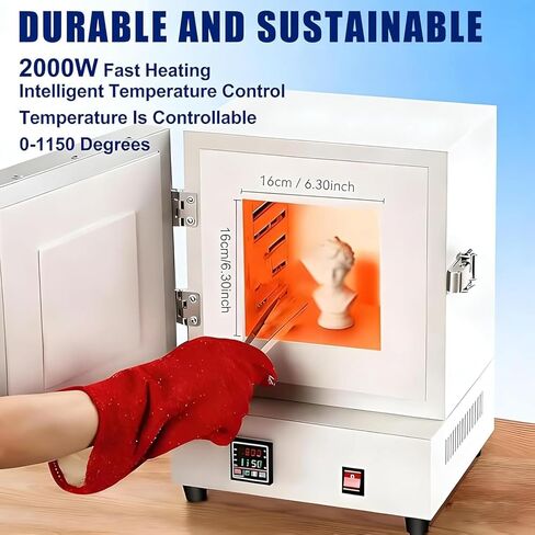 High-Temperature Muffle Furnace 1150℃, 2000w Tabletop Burnout Oven for Jewelry Making & Metal Casting, Durable, Efficient Kiln for Professional & Hobby Use in Kuwait