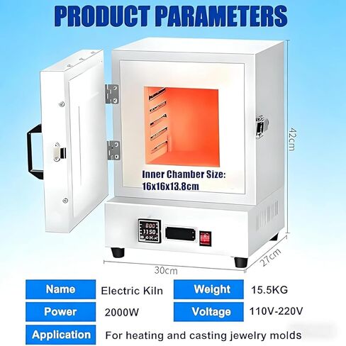 High-Temperature Muffle Furnace 1150℃, 2000w Tabletop Burnout Oven for Jewelry Making & Metal Casting, Durable, Efficient Kiln for Professional & Hobby Use in Kuwait
