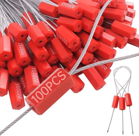 100 Pack Security Cable Seals, 12" Numbered Tamper Evident Wire Seals | 12" galvanized steel cable seals with numbered ABS locks for trailers, containers, trucks and cargo security. in Kuwait