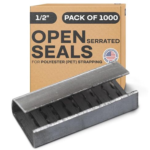 IDL Packaging Open Serrated Seals of 1.25" Length for 5/8" Strap Width Polyester (PET) Strapping (Pack of 100) - Increased Load Securement Due to Serrated Design of Strapping Clips in Kuwait
