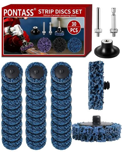 30 Pcs Diamond Sanding Discs Set, 2" Quick Change Easy Strip Wheels for Drill Die Grinder Accessories, Paint Remover Tool for Rust, Oxidation, Paint Removal with 1/4" Roll Lock Holder, Mix Color in Kuwait