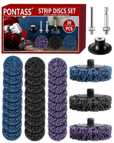 30 Pcs Diamond Sanding Discs Set, 2" Quick Change Easy Strip Wheels for Drill Die Grinder Accessories, Paint Remover Tool for Rust, Oxidation, Paint Removal with 1/4" Roll Lock Holder, Mix Color in Kuwait
