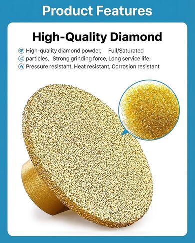 3 Pack 2" Brazing Discs Brazed Flat Grinding Head for Angle Grinder, M10 Thread Flat Diamond Grinding Cup Wheel (Grit 45, 60, 100) for Polishing Stone, Granite, Marble, Quartz, Concrete in Kuwait