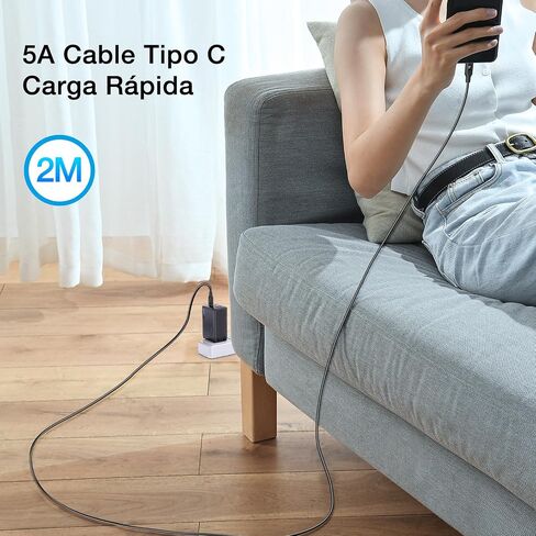 شاحن سريع 1Hora 65W GaN، شاحن USB C بثلاثة منافذ مع كابل 6.6 قدم من النوع C إلى C، متوافق مع iPhone 15/14/13/12/11، وMacBook Pro/Air، وiPad Pro، وGalaxy S23، وأجهزة الكمبيوتر المحمولة، والأجهزة اللوحية، القابلة للطي قم بتوصيل كتلة الشاحن in Kuwait