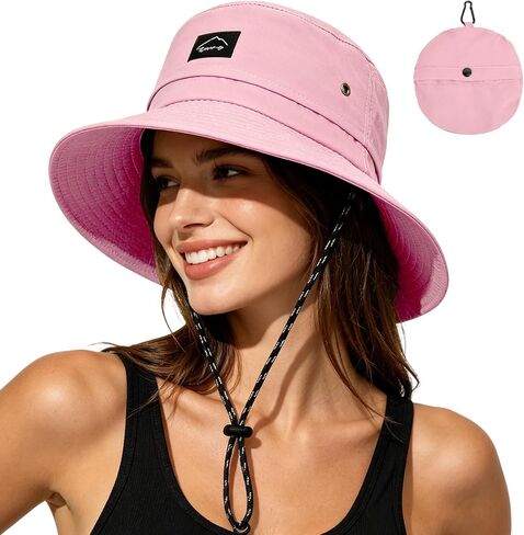 ZOORON Sun Bucket Hats for Women Men UPF 50+Packable Fishing Hats Quick Dry Waterproof Hiking Hat with Detachable Chin Strap in Kuwait