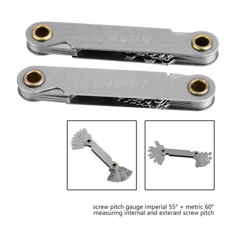 مقياس قياس خيط قطع درجة الخيط، قطعتان من مقياس قياس درجة الخيط Imperial55° Metric60° من الفولاذ المقاوم للصدأ in Kuwait