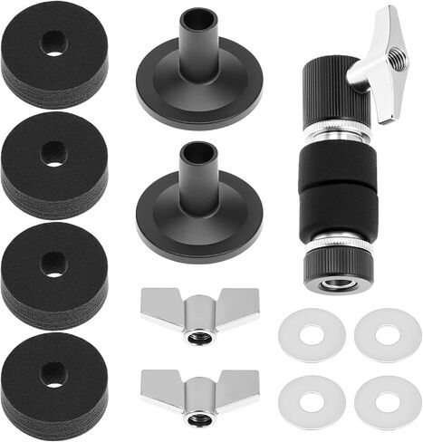 QWORK 13PCS Cymbal Replacement Accessories Kit - Includes Standard Hi-Hat Clutch, Felt Pads, Secure Wing Nuts & Washers, Compatible with Most Drum Sets - Black in Kuwait