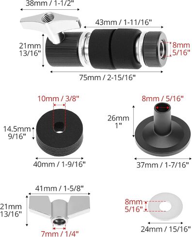 QWORK 13PCS Cymbal Replacement Accessories Kit - Includes Standard Hi-Hat Clutch, Felt Pads, Secure Wing Nuts & Washers, Compatible with Most Drum Sets - Black in Kuwait
