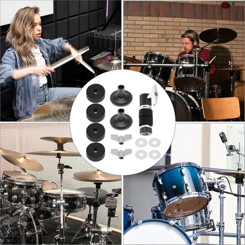 QWORK 13PCS Cymbal Replacement Accessories Kit - Includes Standard Hi-Hat Clutch, Felt Pads, Secure Wing Nuts & Washers, Compatible with Most Drum Sets - Black in Kuwait