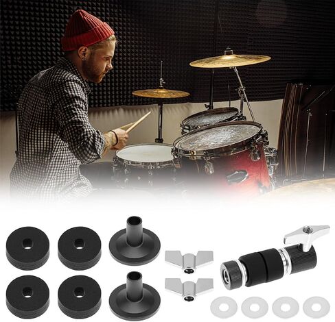 QWORK 13PCS Cymbal Replacement Accessories Kit - Includes Standard Hi-Hat Clutch, Felt Pads, Secure Wing Nuts & Washers, Compatible with Most Drum Sets - Black in Kuwait