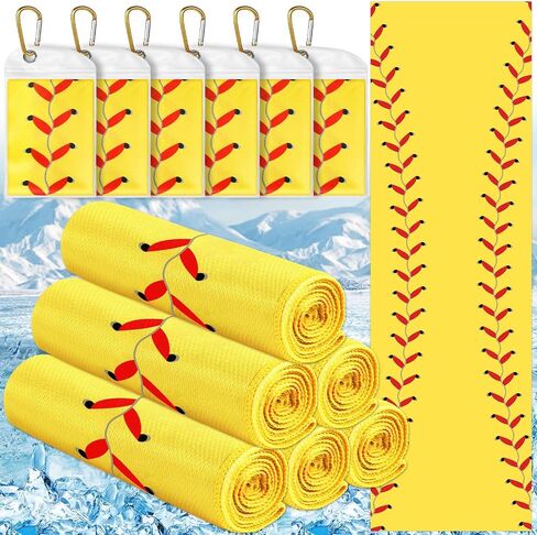Lonfliness 12Pcs Softball Cooling Towels with Bags 38x12 in Breathable Chilly Microfiber Ice Towel Fast Drying Sport Team Gift for Player Coach Gym Workout Biking Running Yoga (Softball) in Kuwait