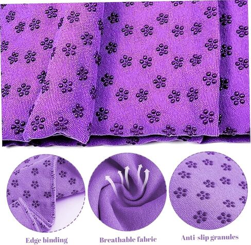Hot Yoga Towel - Microfiber Non Slip Yoga Mat Towel with Grip Dot Sweat Absorbent Towel for Hot Yoga, Pilates and Fitness 72" x 24", Purple in Kuwait