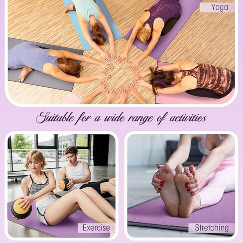 Hot Yoga Towel - Microfiber Non Slip Yoga Mat Towel with Grip Dot Sweat Absorbent Towel for Hot Yoga, Pilates and Fitness 72" x 24", Purple in Kuwait