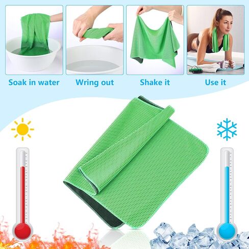 Shellwei 60 حزمة مناشف التبريد، 40 "× 12" الجليد تنفس لينة العرق البارد ستوكات الخرق تجريب لصالة الألعاب الرياضية تبريد المناشف للرقبة والوجه لليوجا الغولف رياضة الجري (10 ألوان) in Kuwait