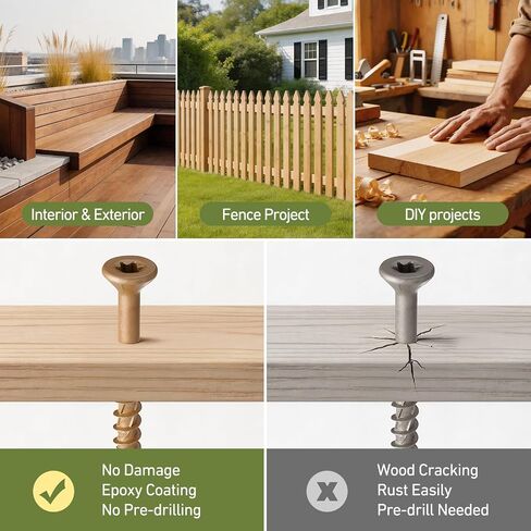Deck Screws #10 x 2 Inch, 84 PCS Wood Screws Torx Drive Head for Outdoor Decking Wood Fence, Exterior Epoxy Coated Brown Finish with T25 Star Bit in Kuwait