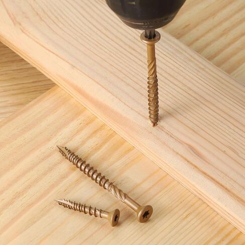 Deck Screws #10 x 2 Inch, 84 PCS Wood Screws Torx Drive Head for Outdoor Decking Wood Fence, Exterior Epoxy Coated Brown Finish with T25 Star Bit in Kuwait
