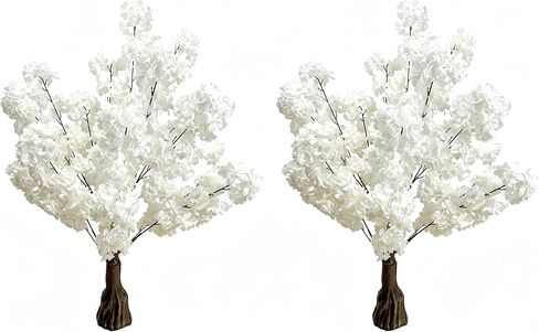 Artificial Cherry Blossom Tree 3.6ft –2 Pack White Faux Cherry Tree for Wedding Backdrop, Party Decoration, Home Living Room, Office Table, Indoor Floral Display in Saudi Arabia