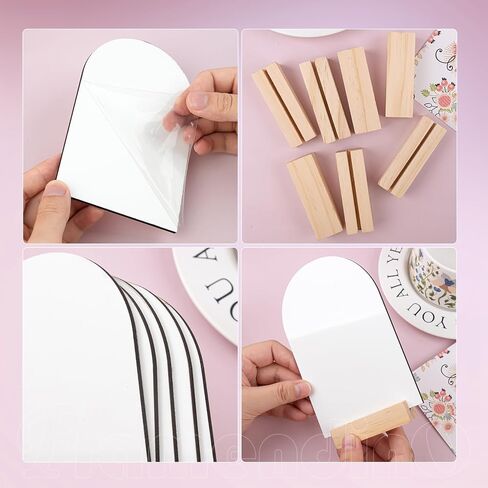 Framendino, 10 Pack Sublimation Arch Table Sign MDF Signage With Stand for Wedding Party Decoration in Kuwait