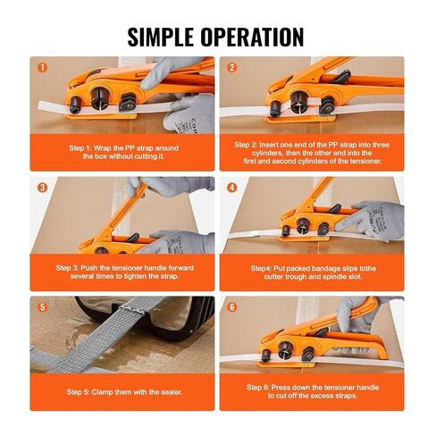 Strapping Machine, Pallet Packaging Strapping Banding Kit with Tenser Sealer 328ft PP Band 100 Metal Seals for Packing Belt Banding Tool in Kuwait