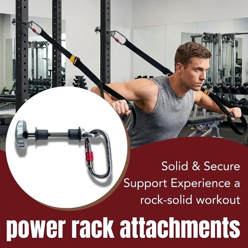 2PCS Stainless Steel Power Rack Attachments – Universal Fit for 2x2 & 3x3 Frames (1/2" & 1" Holes) – Zero-Wobble Squat Rack Accessories with Ergonomic Star Knob & Screw-Lock Carabiner in Kuwait