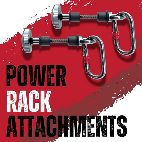 2PCS Stainless Steel Power Rack Attachments – Universal Fit for 2x2 & 3x3 Frames (1/2" & 1" Holes) – Zero-Wobble Squat Rack Accessories with Ergonomic Star Knob & Screw-Lock Carabiner in Kuwait
