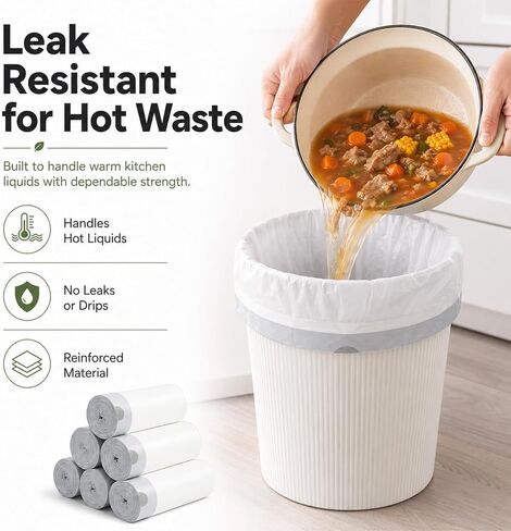 أكياس قمامة صغيرة سعة 4 جالون أكياس قمامة بيضاء مع أربطة 60 عبوة شديدة التحمل من Bolsas De Basura للاستخدام في المنزل والمكتب والمطبخ والحمام وغرفة النوم in Kuwait