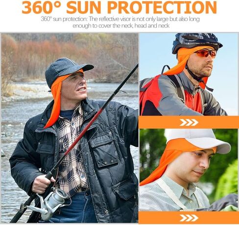 BESPORTBLE 2Pcs Reflective Cooling Skull Caps with Neck Shade for Men Outdoor Cycling Fishing Hiking Sun Neck Protector Breathable Sports Hat Orange in Kuwait