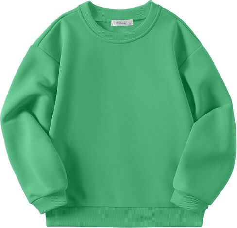 Arshiner Girls Crewneck Sweatshirt Long Sleeve Pullover Tops Drop Shoulder Sweatshirts Color Block Ribbed Trim for 5-14 Years in Kuwait