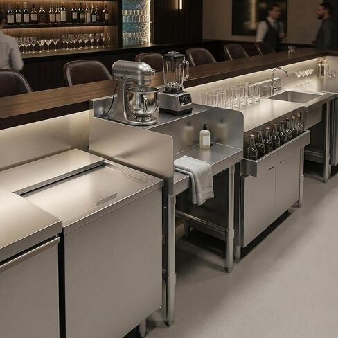 Stainless Steel Blending Mixing Station with Dump Sink & Faucet – NSF Certified Underbar Beverage Prep Sink for Commercial Bar, Restaurant, or Juice Shop (18" x 18") in Kuwait