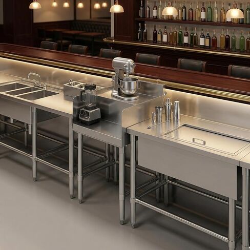 Stainless Steel Blending Mixing Station with Dump Sink & Faucet – NSF Certified Underbar Beverage Prep Sink for Commercial Bar, Restaurant, or Juice Shop (18" x 18") in Kuwait