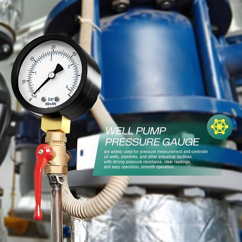 0-60PSI Well Pump Pressure Gauge 2" Dial Size, 1/8" NPT Lower Mount, 3-2-3% Accuracy, for Tube, Water Pump, Gas, Liquid, Pressure Test in Kuwait