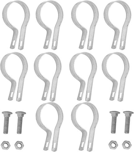 Tension Band 2-1/2" (Fits 2-3/8" OD Posts), 100 Pack with Bolt & Nut, Hot Dip Galvanized Steel Chain Link Fence Fitting, Heavy Duty Fence Hardware for Residential & Commercial Use in Kuwait