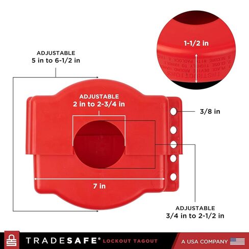 TRADESAFE Lockout Tagout Cable Lock and Gate Valve Lockout Bundle - 6ft Adjustable Cable Lock, Steel Cable Lock for Lock Out Tag Out, Lockout Tagout Valve Adjustable from 1 to 6-1/2 inch Diameter in Kuwait