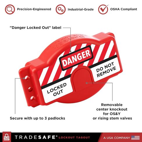 TRADESAFE Lockout Tagout Cable Lock and Gate Valve Lockout Bundle - 6ft Adjustable Cable Lock, Steel Cable Lock for Lock Out Tag Out, Lockout Tagout Valve Adjustable from 1 to 6-1/2 inch Diameter in Kuwait