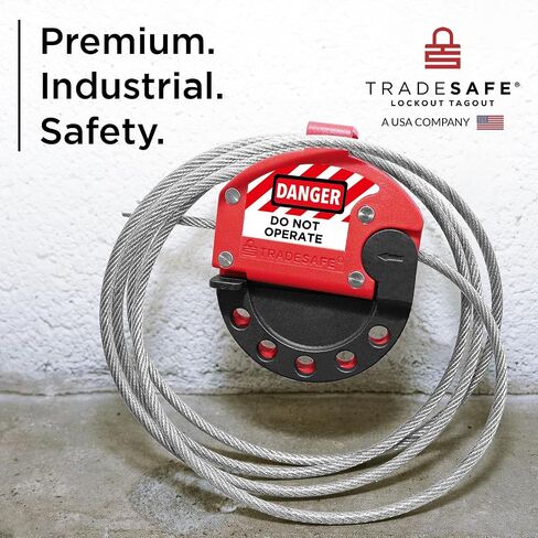 TRADESAFE Lockout Tagout Cable Lock and Gate Valve Lockout Bundle - 6ft Adjustable Cable Lock, Steel Cable Lock for Lock Out Tag Out, Lockout Tagout Valve Adjustable from 1 to 6-1/2 inch Diameter in Kuwait