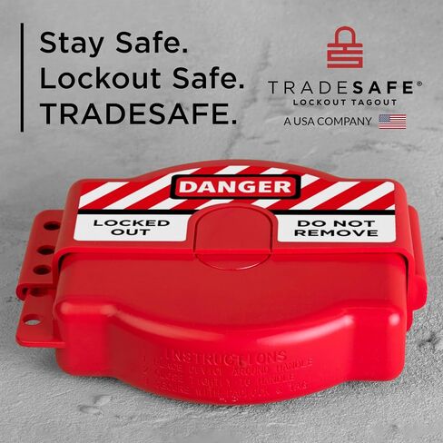 TRADESAFE Lockout Tagout Cable Lock and Gate Valve Lockout Bundle - 6ft Adjustable Cable Lock, Steel Cable Lock for Lock Out Tag Out, Lockout Tagout Valve Adjustable from 1 to 6-1/2 inch Diameter in Kuwait