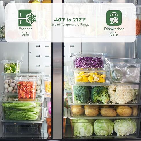 كورتا 4 عبوات مقاس 1/2 مقاس 6 بوصات وعاء طعام من البولي كربونات NSF العميق مع غطاء مسنن وصينية تصريف | حاوية شفافة آمنة للاستخدام في غسالة الأطباق والفريزر لطاولات الإعداد والبوفيه وبار السلطة والمطبخ التجاري in Kuwait