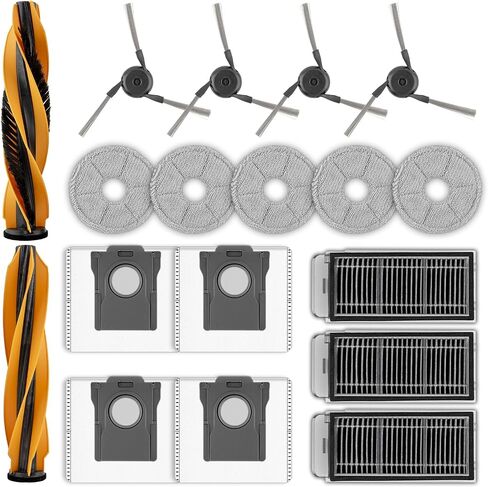 (18 Pack) V50 Ultra Complete Replacement Parts Compatible with Mova V50 Ultra Complete Robot Vacuum Cleaner, 2 Roller Brushes, 5 Mop Pads, 3 HEPA Filters, 4 Dust Bags, 4 Side Brushes, Accessories Kit in Kuwait