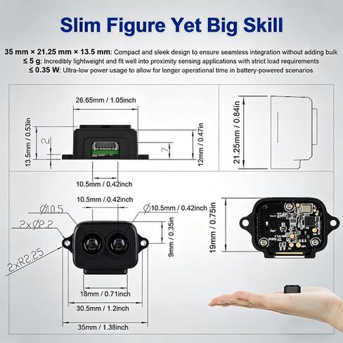 Benewake TF-Luna LiDAR Range Finder, 0.2-8m Single-Point ToF Sensor with 1cm Resolution, UART/I2C 5V, Lightweight 5g for Drone Robot Obstacle Avoidance for Pixhawk Arduino Raspberry Pi in Kuwait