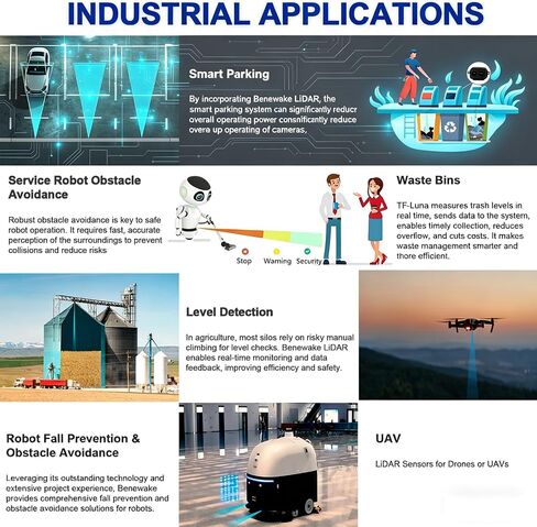 Benewake TF-Luna LiDAR Range Finder, 0.2-8m Single-Point ToF Sensor with 1cm Resolution, UART/I2C 5V, Lightweight 5g for Drone Robot Obstacle Avoidance for Pixhawk Arduino Raspberry Pi in Kuwait