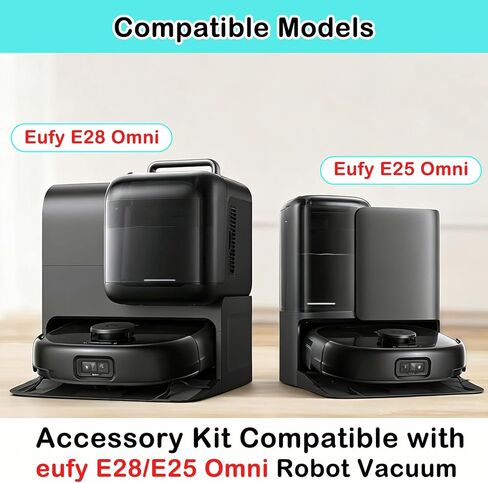 23 Pack Replacement Parts Compatible with eufy E28 Omni / E25 Omni Robot Vacuum Accessories, Include 2 Roller Mops, 1 Set Main Brush, 6 Dust Bags, 4 Filters, 8 Side Brushes, 1 Cleaning Brush in Kuwait