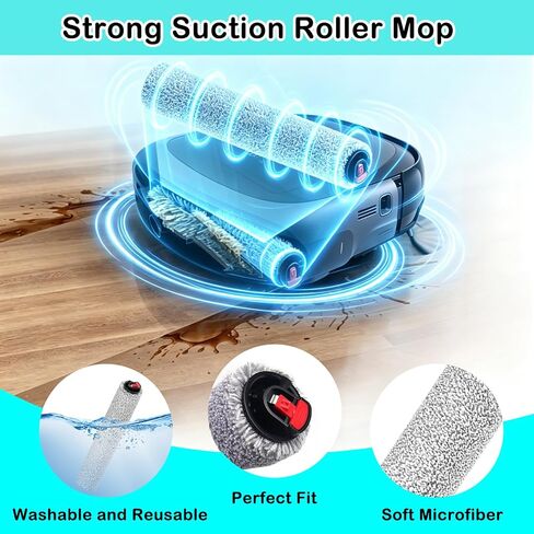 23 Pack Replacement Parts Compatible with eufy E28 Omni / E25 Omni Robot Vacuum Accessories, Include 2 Roller Mops, 1 Set Main Brush, 6 Dust Bags, 4 Filters, 8 Side Brushes, 1 Cleaning Brush in Kuwait