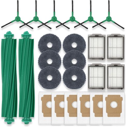 Replacement Parts for iRobot Roomba Plus 405 Combo/505 Combo Robot Vacuum Accessories, 2 Roller Brush, 6 Mop Pads, 4 Filters, 6 Side Brush, 6 Vacuum Bags in Kuwait